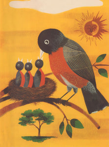 Bird with Chicks, Unknown USA 1950s Menu Art