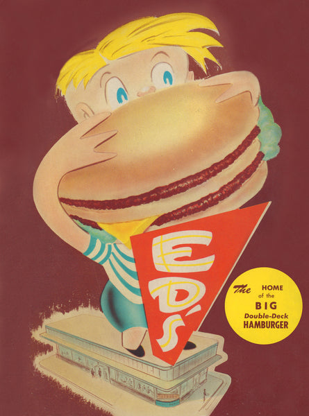 Ed's Drive-In, Spokane 1940s Burger menu art