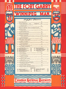 The Fort Garry Hotel, Winnipeg (approx 1916-1921) Menu Art