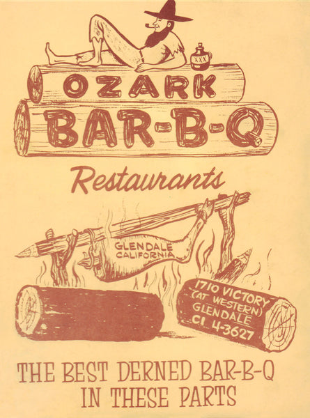 Ozark Bar-B-Q, Glendale 1960s Menu Design