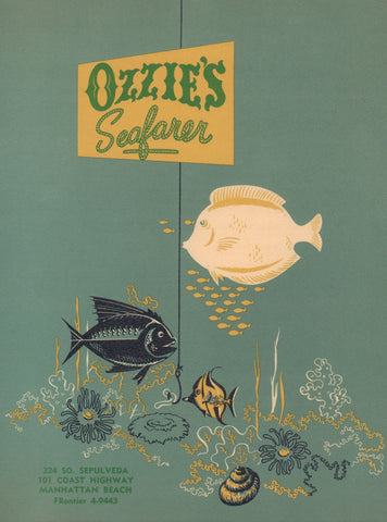 Ozzie's Seafarer, Manhattan Beach 1960s Menu Art