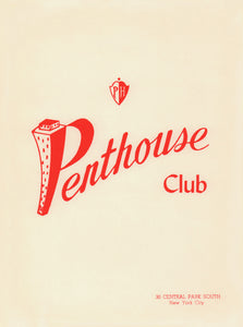 The Penthouse Club, New York 1961 Menu Design