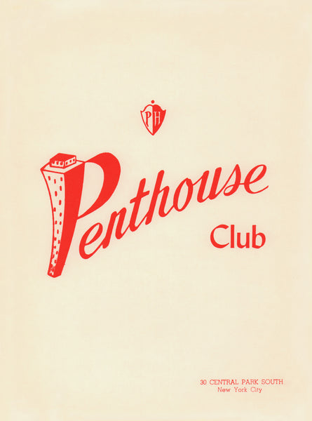 The Penthouse Club, New York 1961 Menu Design