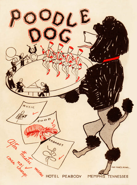 Poodle Dog, Peabody Hotel Memphis 1934 Menu Art