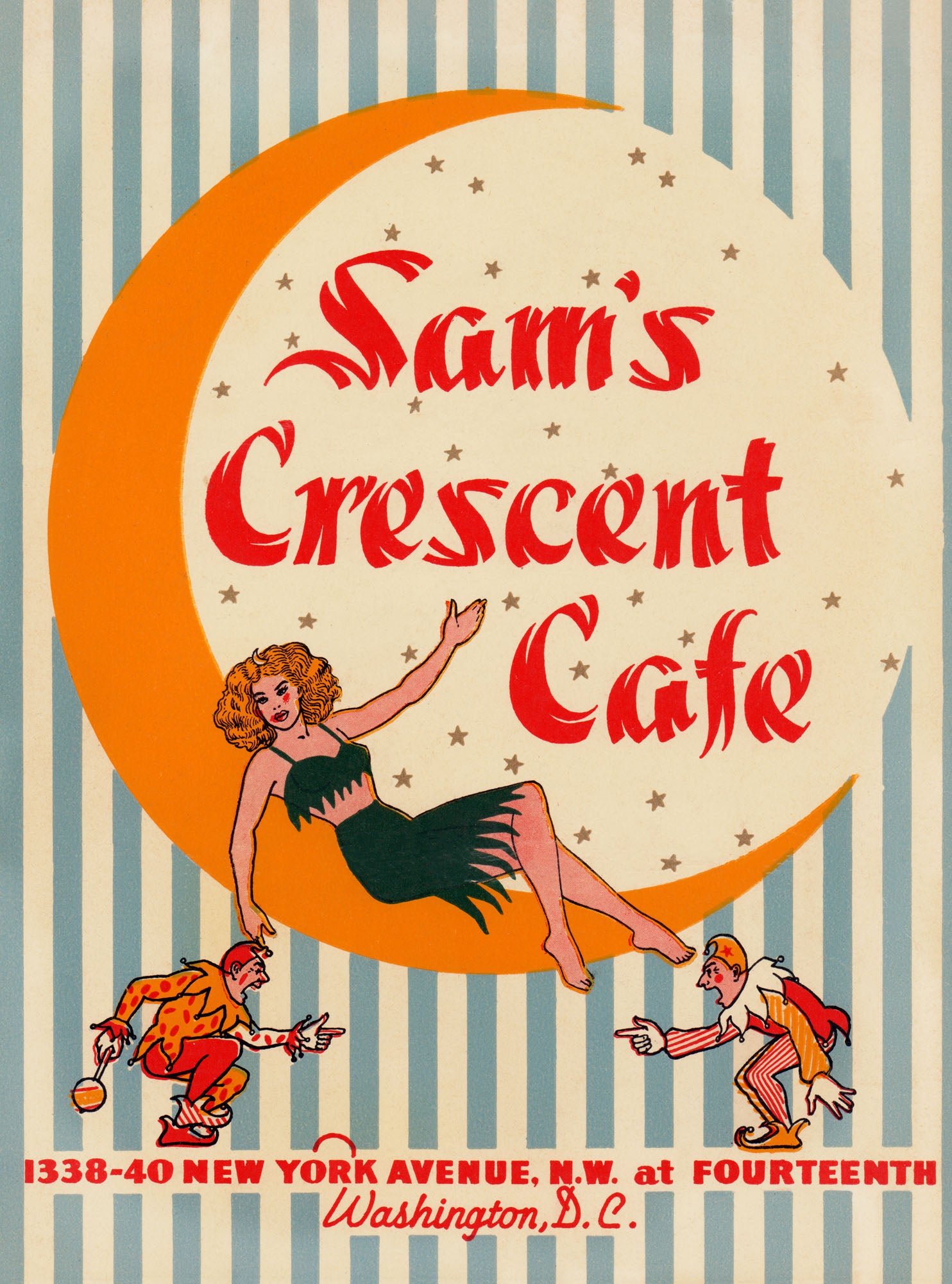 Sam's Crescent Cafe, Washington D.C. 1940s Menu Design