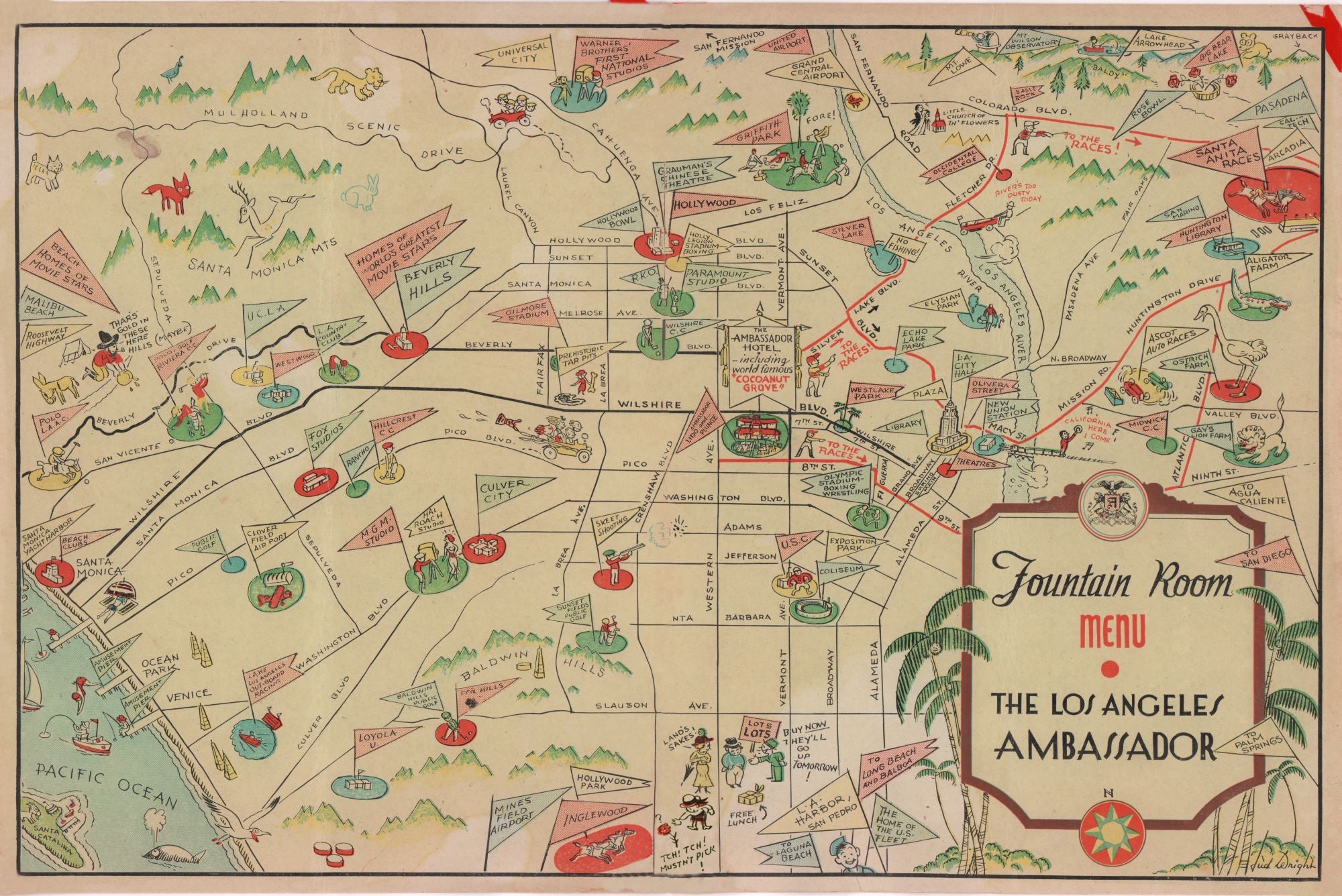 Hotel Ambassador, Los Angeles Map 1946