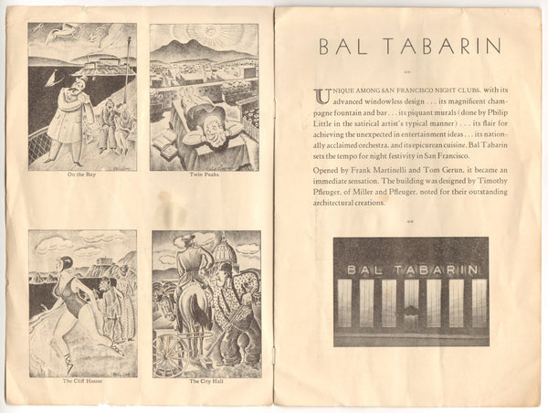 Bal Tabarin, San Francisco 1930s Menu 