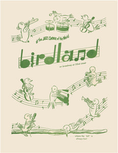 The Original Birdland Jazz Club, New York 1950s Menu Art