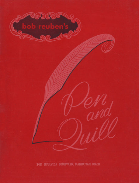 Bob Reuben's Pen and Quill, Manhattan Beach 1960s Menu Art
