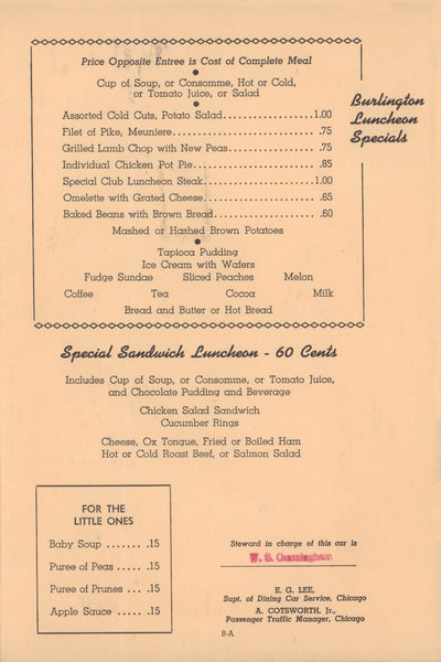 Burlington Route Vacationlands, 1940s | Vintage Menu Art - food menu