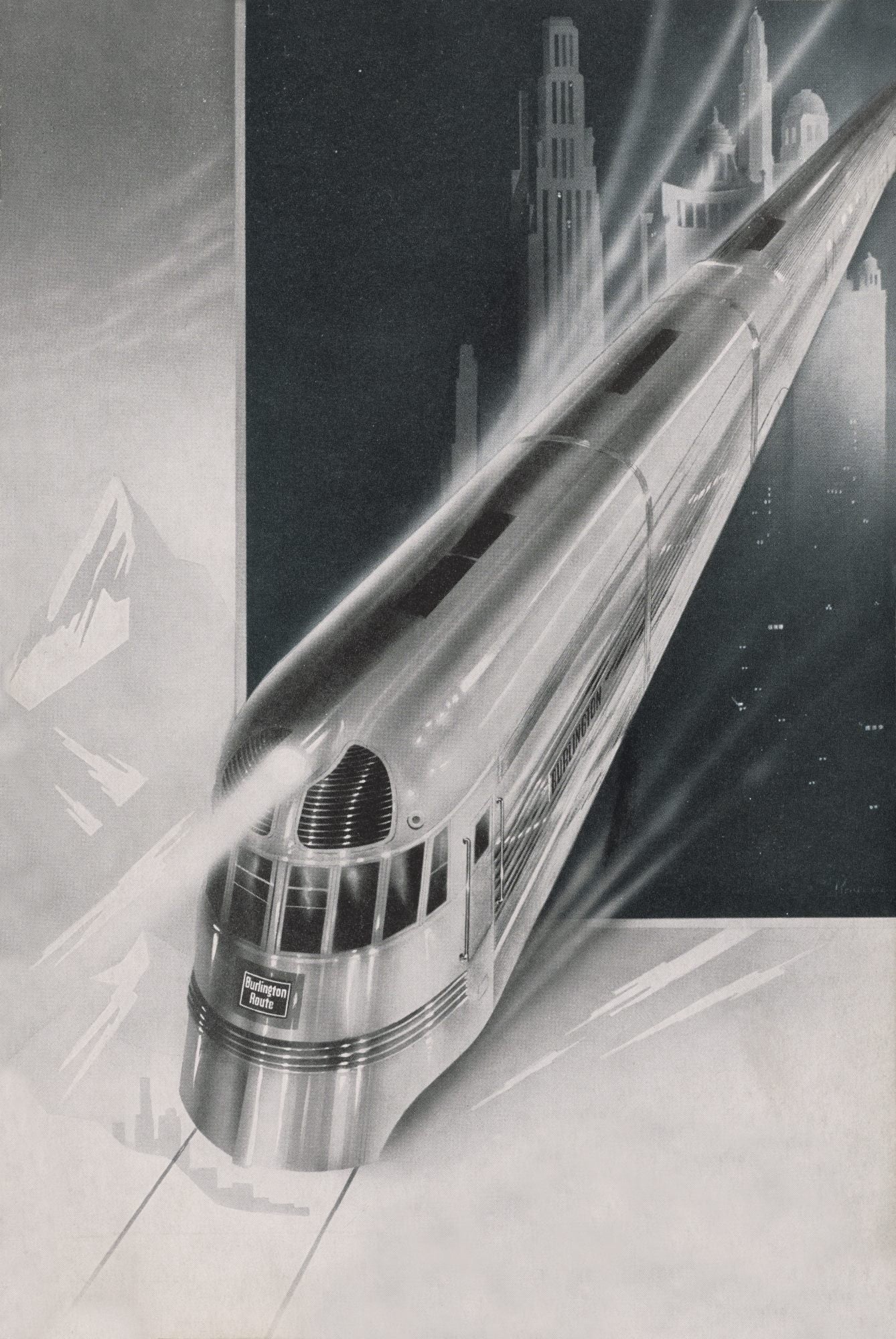 Burlington Zephyr, 1943 Vintage Menu Art