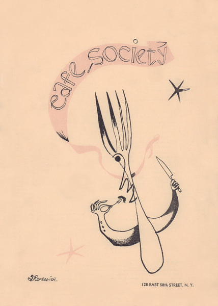 Cafe Society, New York 1943 Menu Art by Anton Refregier