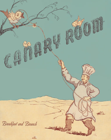 Canary Room, Hotel Last Frontier Las Vegas 1940s Menu Art