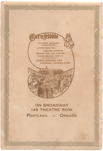 Cat ‘N Fiddle, Portland OR circa 1925*