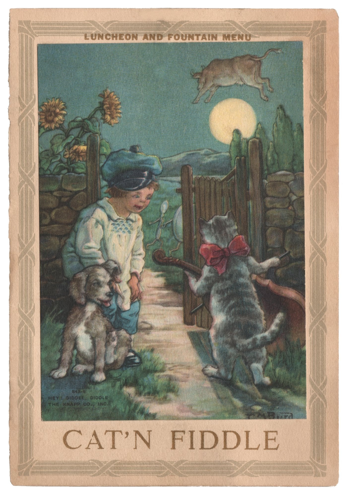 Cat ‘N Fiddle, Portland OR circa 1920 Menu Art