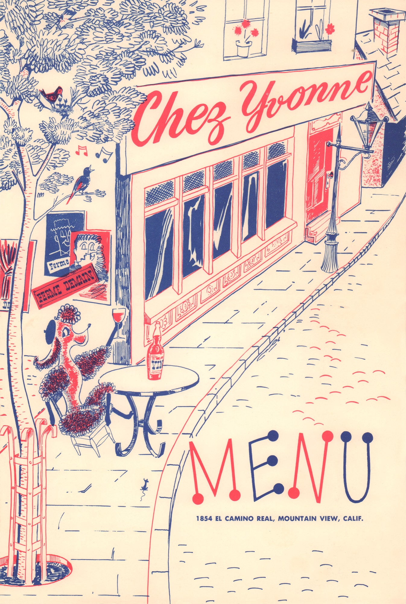 Chez Yvonne, Mountain View 1950s | Vintage Menu Art – cover