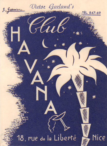 Victor Garland's Club Havana, Nice 1950s | Vintage Menu Art – cover