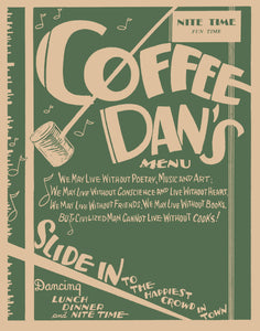 Coffee Dan's, San Francisco 1930s Menu Art