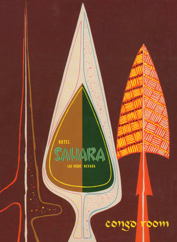 Hotel Sahara, Congo Room, Las Vegas 1957 Menu Art