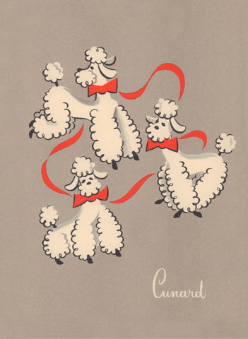 Cunard Poodles R.M.S. Franconia 1956 Menu Art