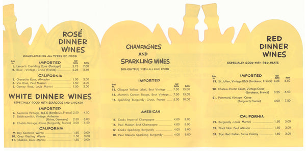 Doll House, Palm Springs 1960s| Vintage Menu Art – wine menu