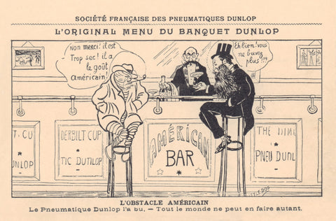 Menu du Banquet Dunlop Post Card Early 1900s