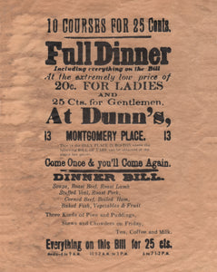 Dunn's Dinner, Boston 1890s