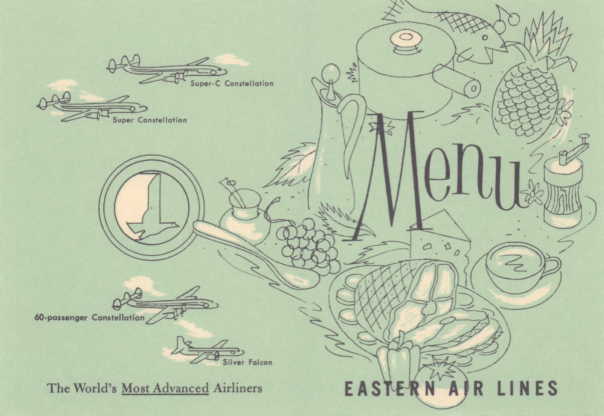 Eastern Airlines In-Flight Menu, 1960s | Vintage Menu Art - cover