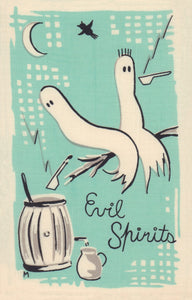 Evil Spirits, Cocktail Story 1950s Napkin Print | Vintage Menu Art
