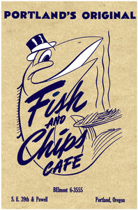 Fish and Chips Cafe. Portland 1950s