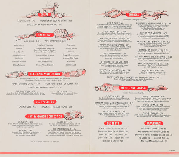 Flamingo Room, Las Vegas 1986 | Vintage Menu Art - dinner menu