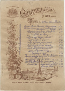 Gruber, Paris 1889 Menu Art