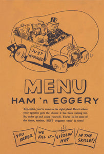 Ham 'n Eggery, Pittsburgh 1946 Menu Art