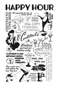 Happy Hour Cocktails Words and Illustrations