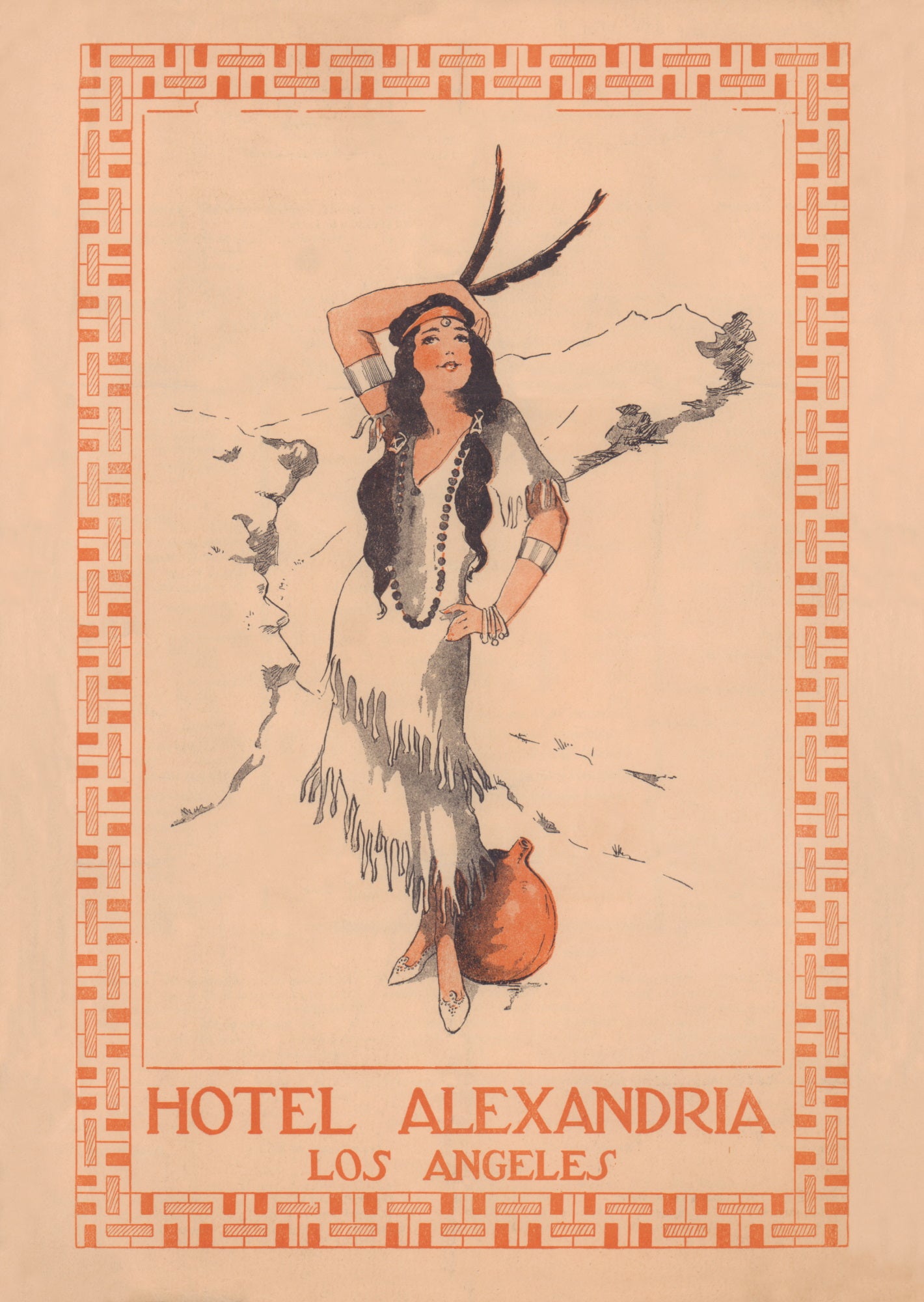 Hotel Alexandria, Los Angeles, 1915 Menu Art