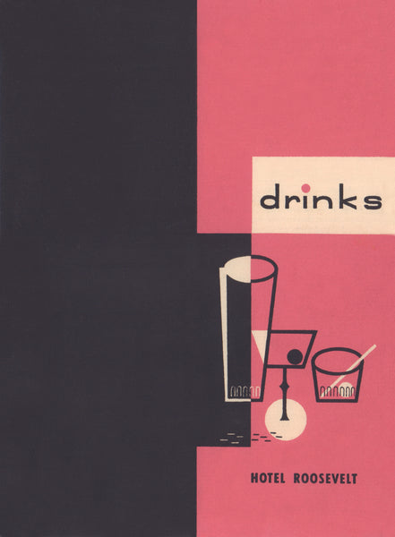 Hotel Roosevelt Rough Rider Cocktail Lounge, New York 1952 | Vintage Menu Art - cocktail lounge menu cover