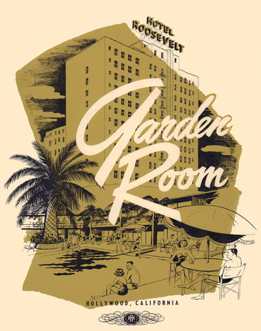 Hotel Roosevelt Garden Room, Hollywood 1963 | Vintage Menu Art - cover