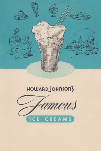 Howard Johnson's Famous Ice Creams 1950 Menu Art