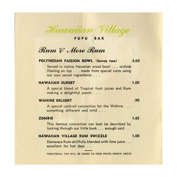 Hawaiian Village Hotel Pupu Bar, Waikiki, 1950s