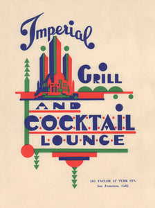 Imperial Grill & Cocktail Lounge, San Francisco 1940s Menu Art