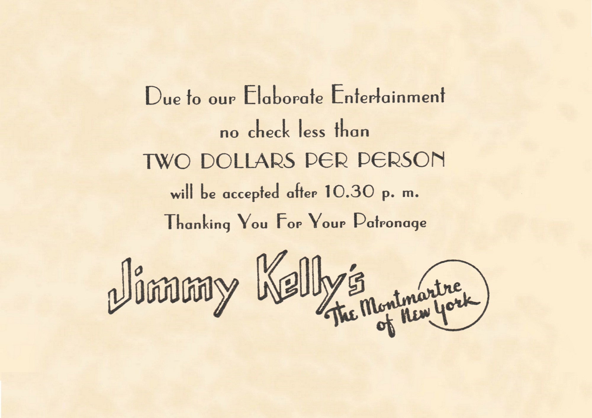 Jimmy Kelly's, New York 1930s