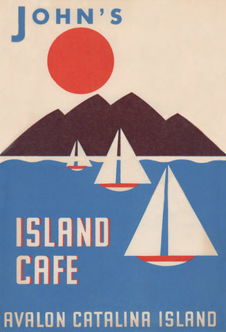 John's Island Cafe, Santa Catalina 1940s/50s Menu Art