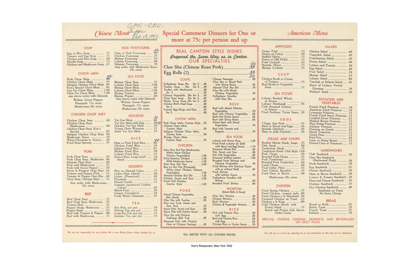 Harley Spiller Collection Ken's New York 1942 Interior Menu Cool Culinaria