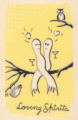 Loving Spirits, Cocktail Story 1950s Napkin Print