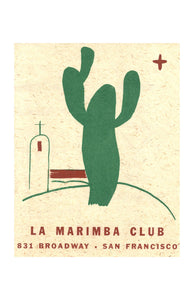La Marimba Club, San Francisco 1930s menu art