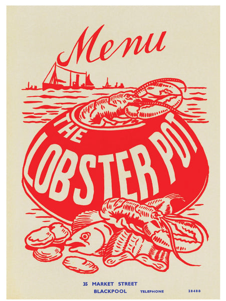 Lobster Pot Blackpool 1960s Menu Art