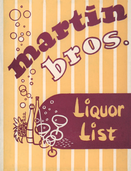 Martin Bros. Liquors, New Orleans, 1940s | Vintage Menu Art - cover