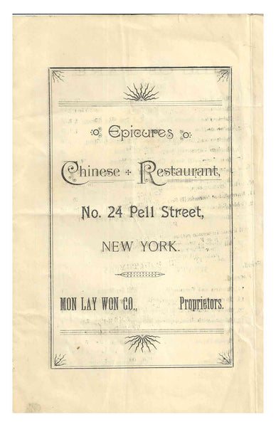 Mon Lay Won Co, New York, 1910