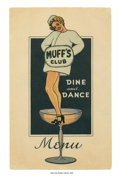Muff's Club California 1940s Vintage Menu 