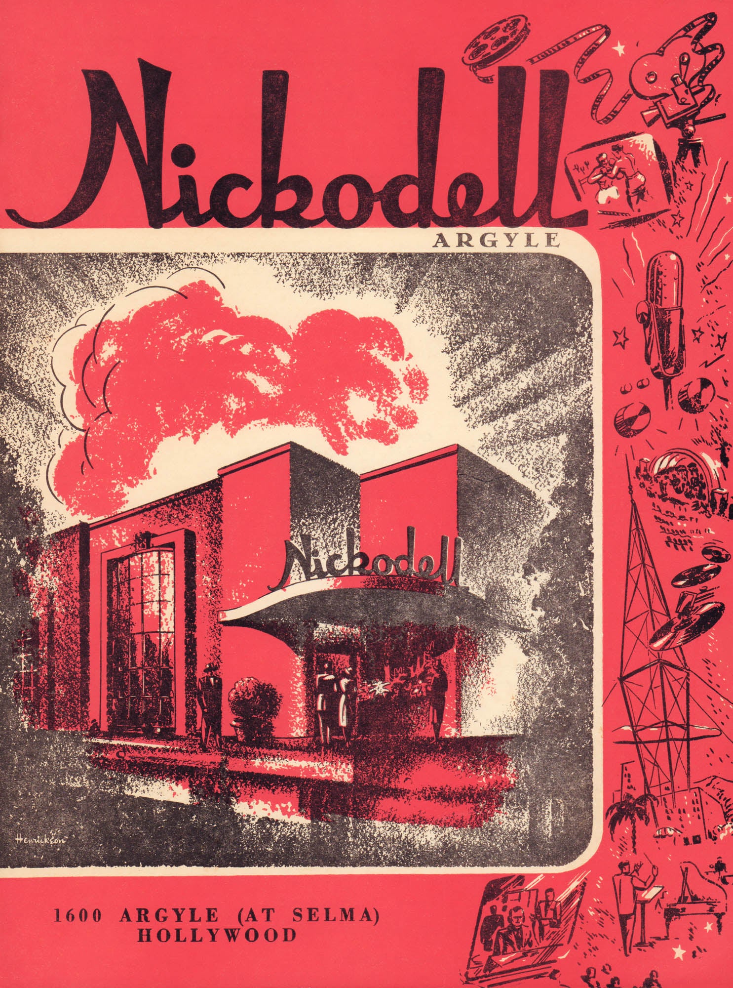 Nickodell, Hollywood 1956 menu art